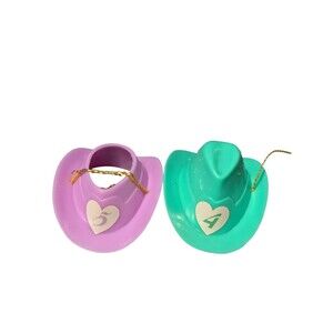 Vintage 1988 Tyco Quints Rocking Horse Replacement Hats For Dolls. Green, Pink